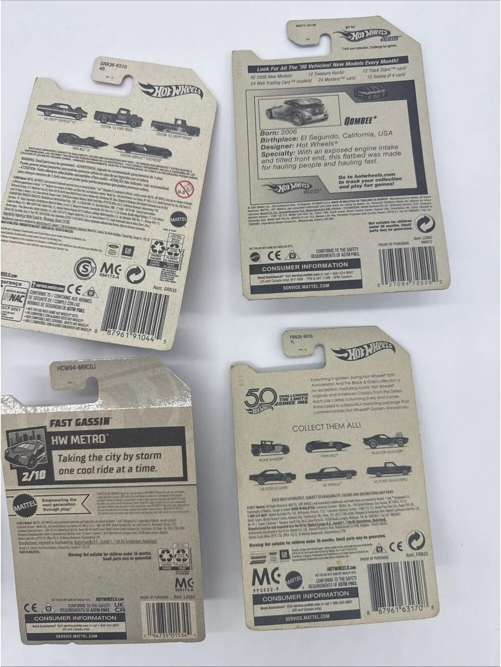 Hot Wheels Diecast Car Lot of 6 2007 Treasure Hunt 50th Anniversary New on Card